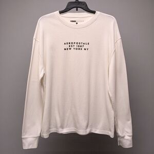 Aeropostale White Crew Neck Long Sleeve Soft Thermal Pullover Men's XL